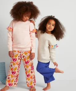 Sweat évolutif fille gris en fibres recyclées avec volants