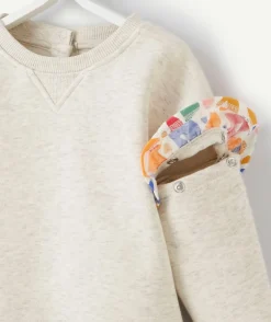 Sweat évolutif fille gris en fibres recyclées avec volants
