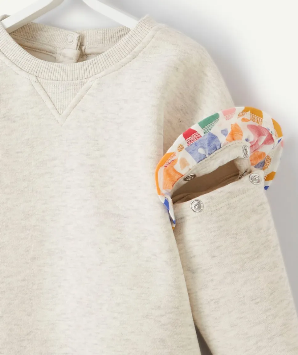Sweat évolutif fille gris en fibres recyclées avec volants