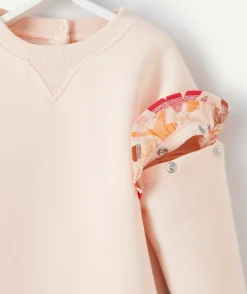 Sweat évolutif fille rose en fibres recyclées avec volants