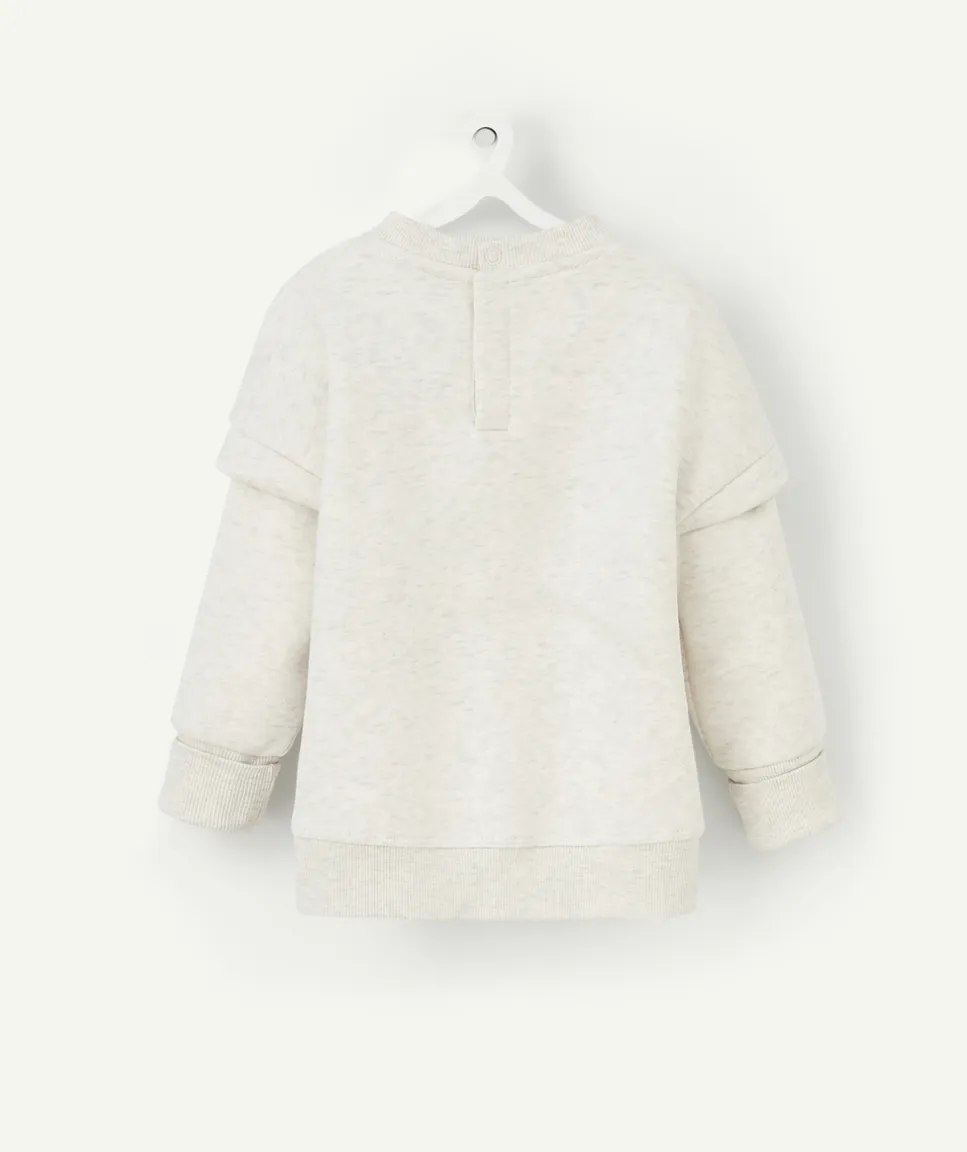 Sweat évolutif gris en fibres recyclées avec floquage plage