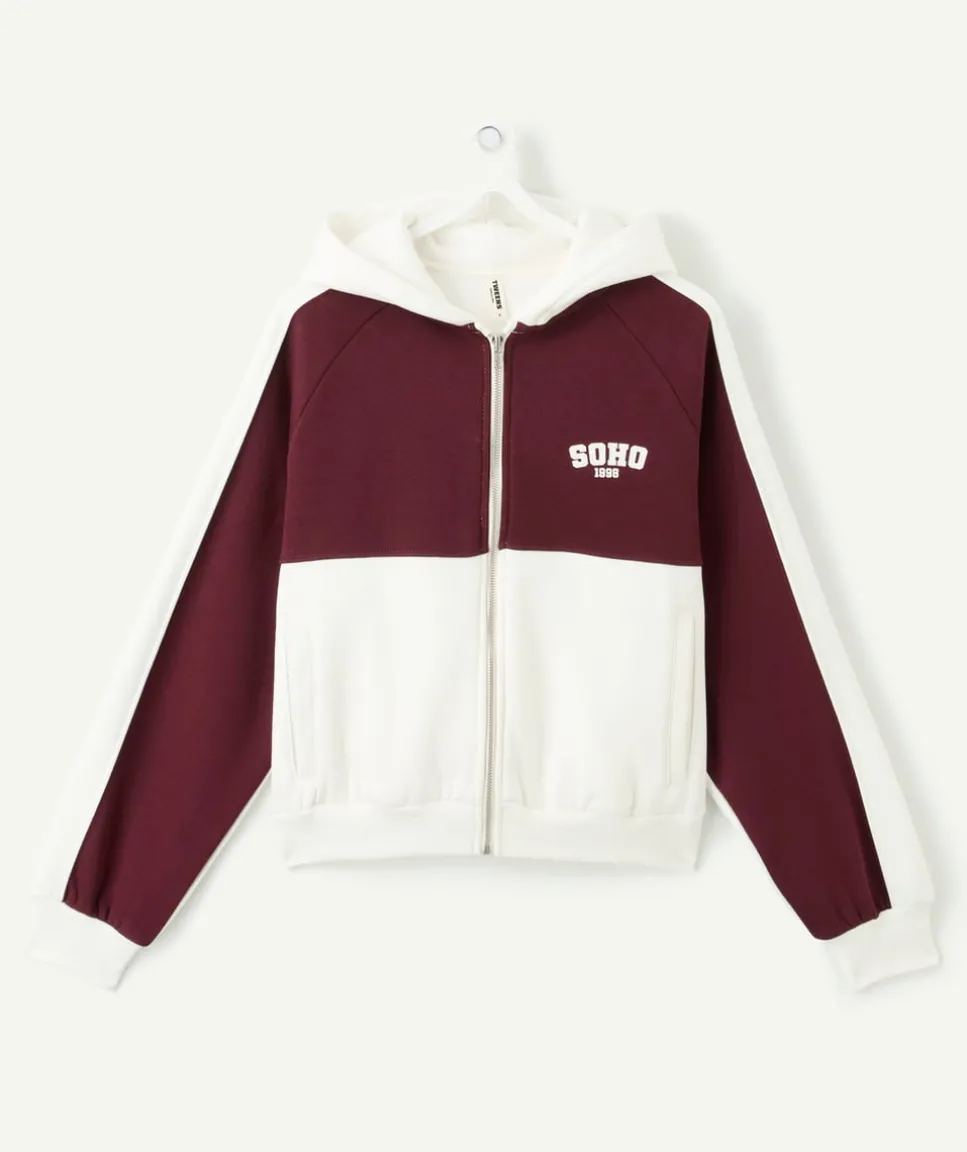 Sweat zippé fille droit bicolore