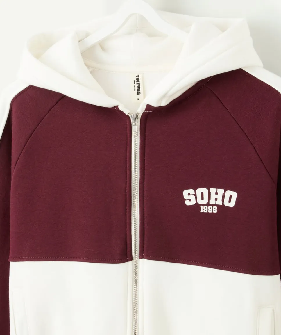 Sweat zippé fille droit bicolore