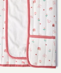 Tapis à langer bébé fille rose imprimés oiseaux