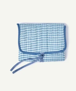 Tapis à langer bébé garçon vichy bleu
