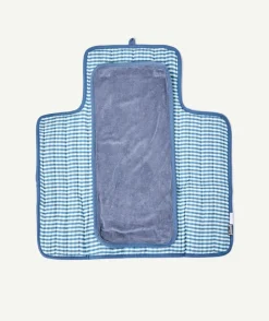 Tapis à langer bébé garçon vichy bleu