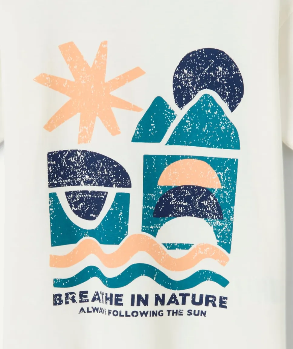 Tee-shirt garçon blanc imprimé graphique