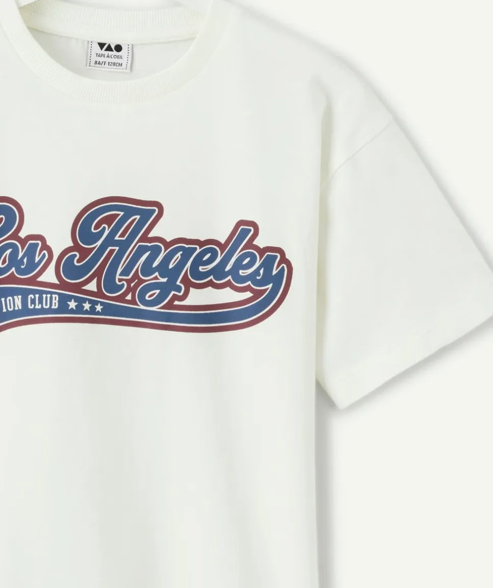 Tee-shirt garçon blanc imprimé los angeles