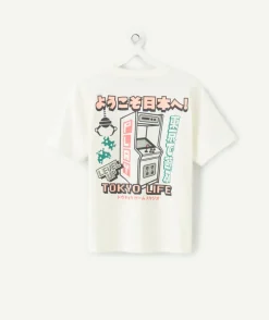 Tee-shirt garçon blanc imprimé tokyo