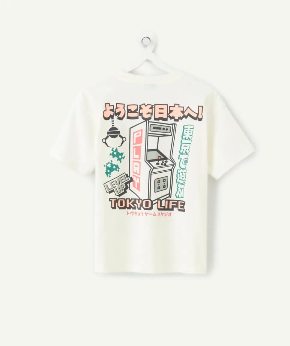 Tee-shirt garçon blanc imprimé tokyo