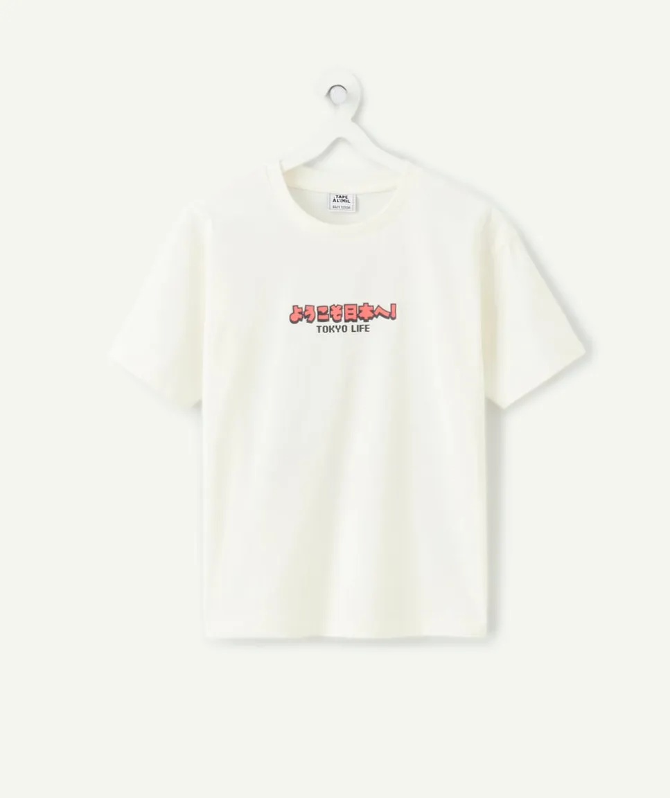 Tee-shirt garçon blanc imprimé tokyo