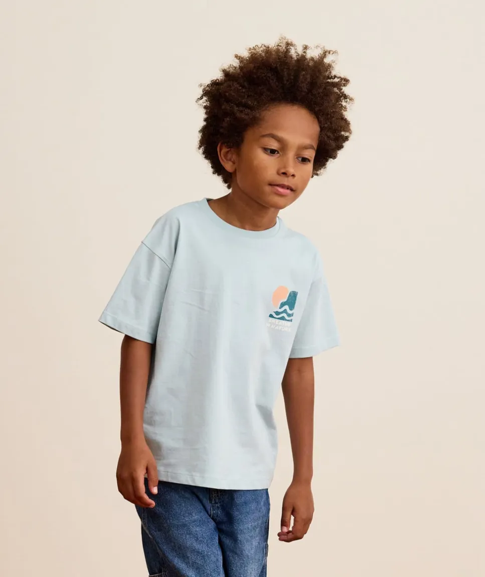 Tee-shirt garçon manches courtes imprimé bleu