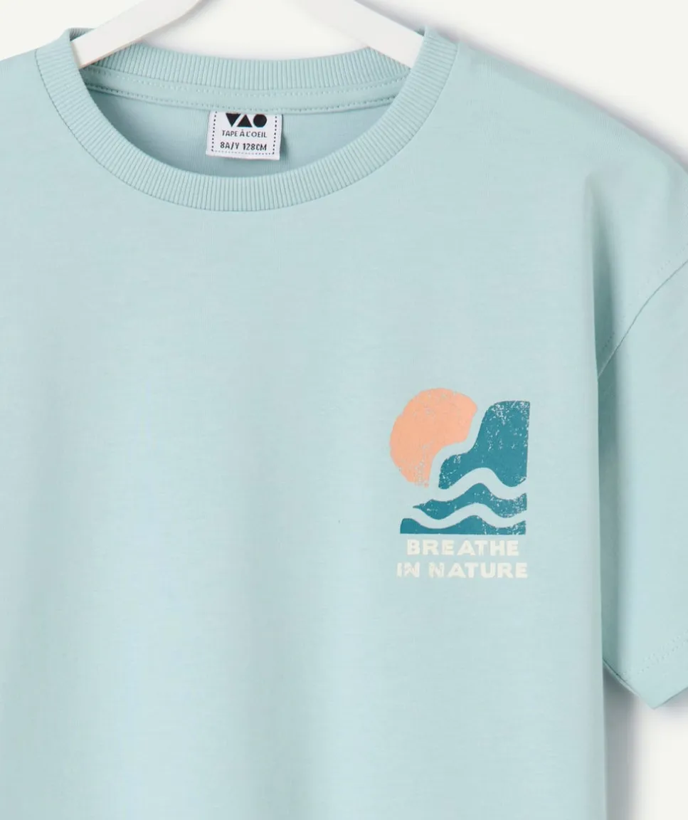 Tee-shirt garçon manches courtes imprimé bleu