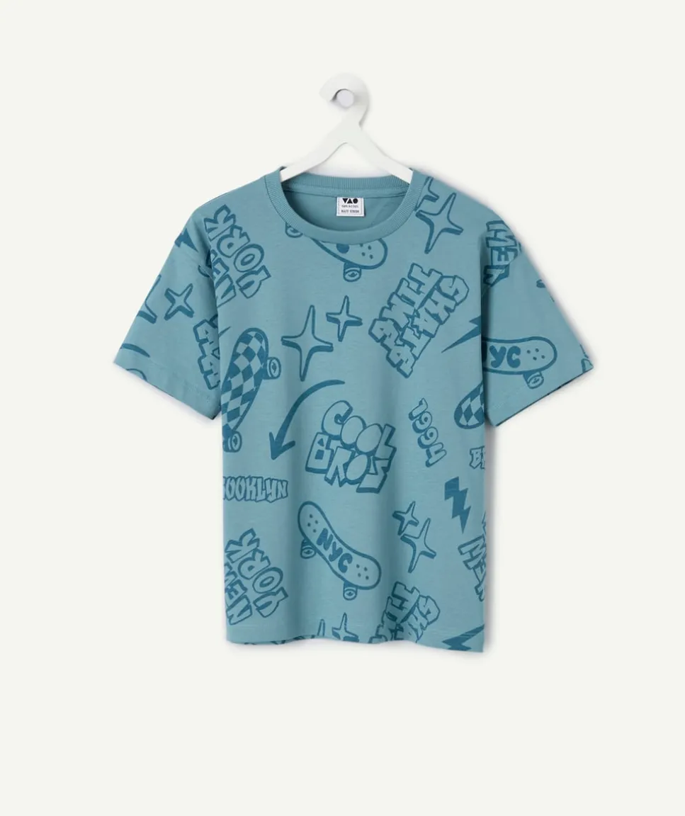 Tee-shirt garçon manches courtes imprimé skateur