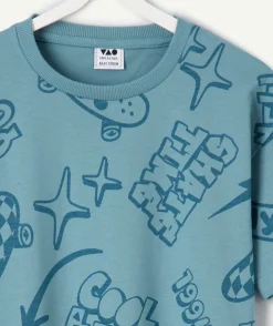 Tee-shirt garçon manches courtes imprimé skateur