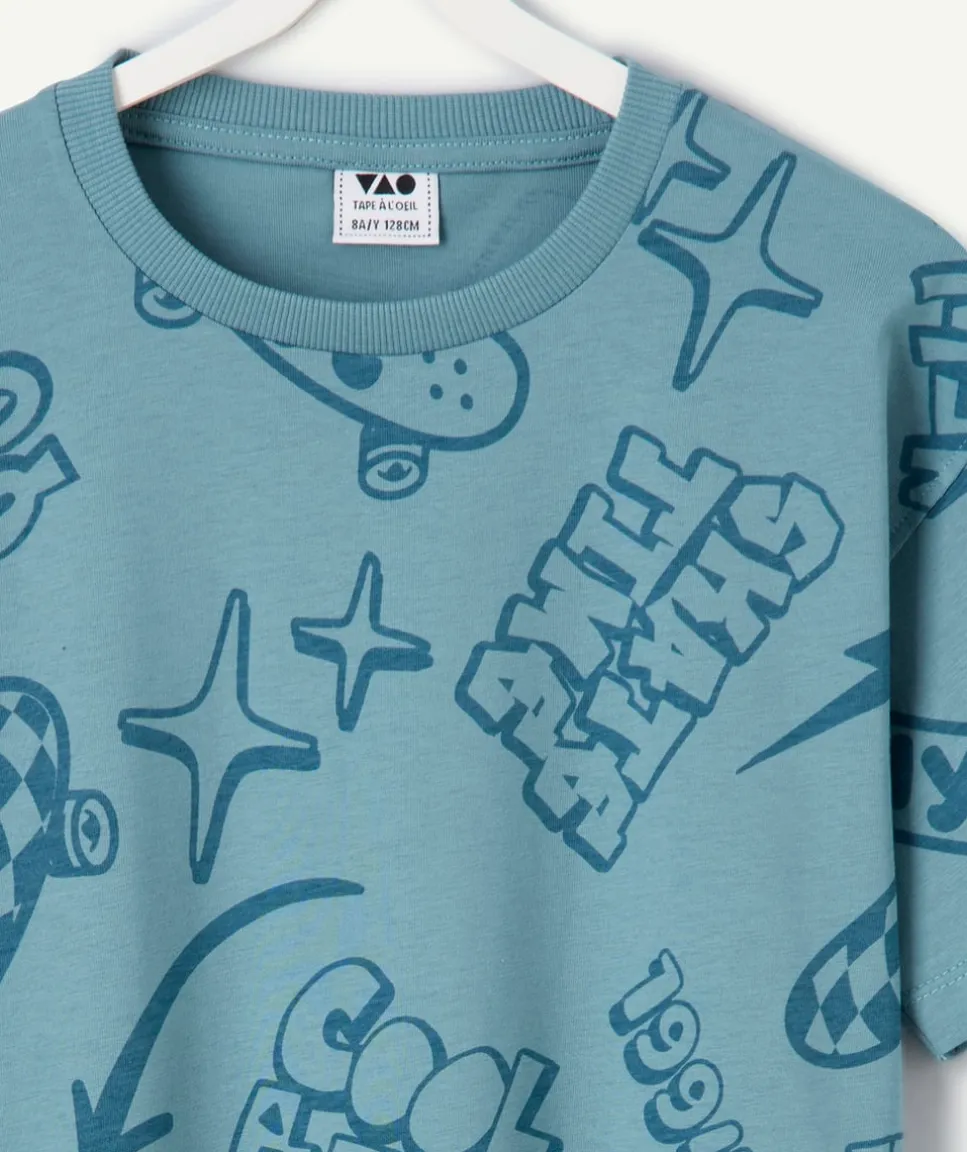 Tee-shirt garçon manches courtes imprimé skateur