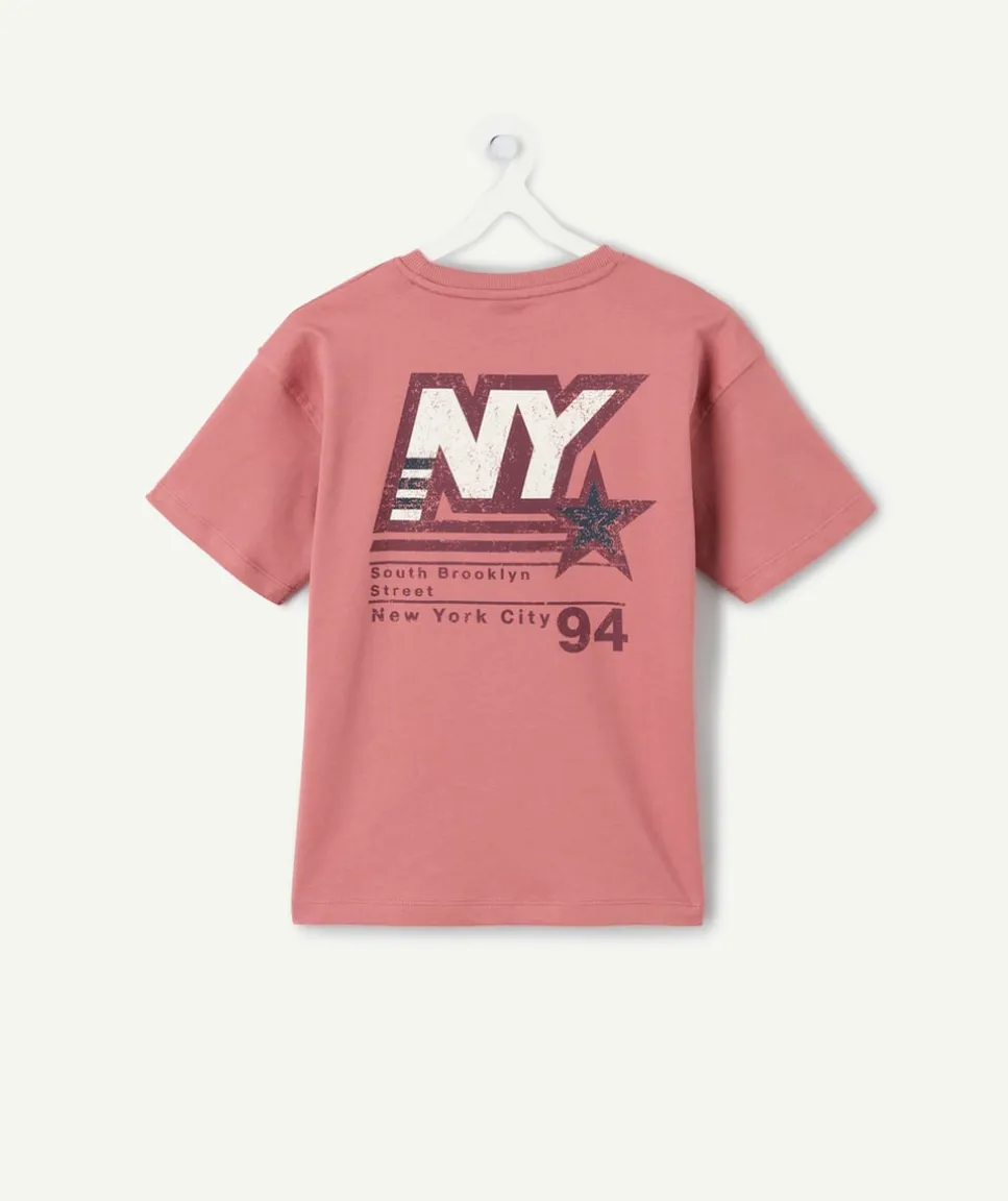 Tee-shirt garçon rose imprimé ny