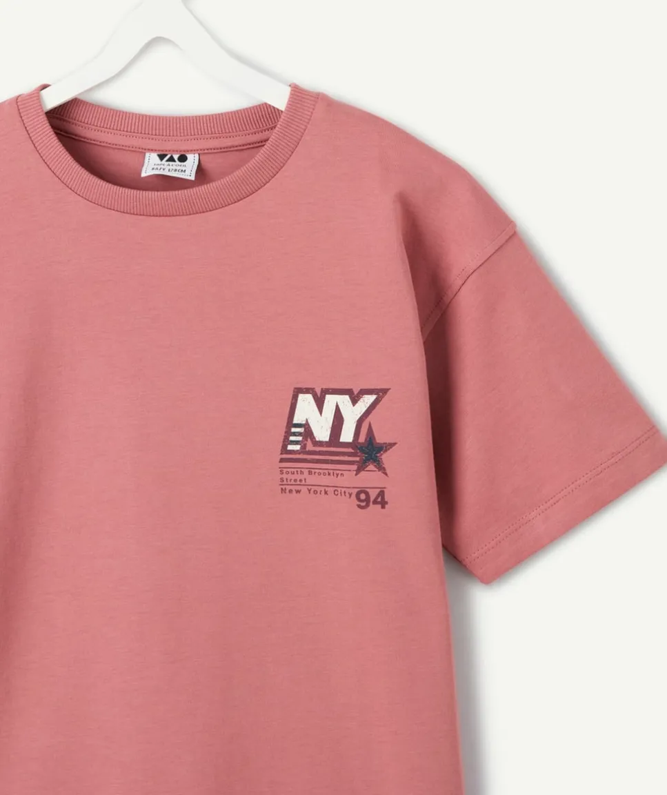 Tee-shirt garçon rose imprimé ny