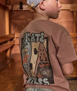 Tee-shirt garçon rose imprimé skate