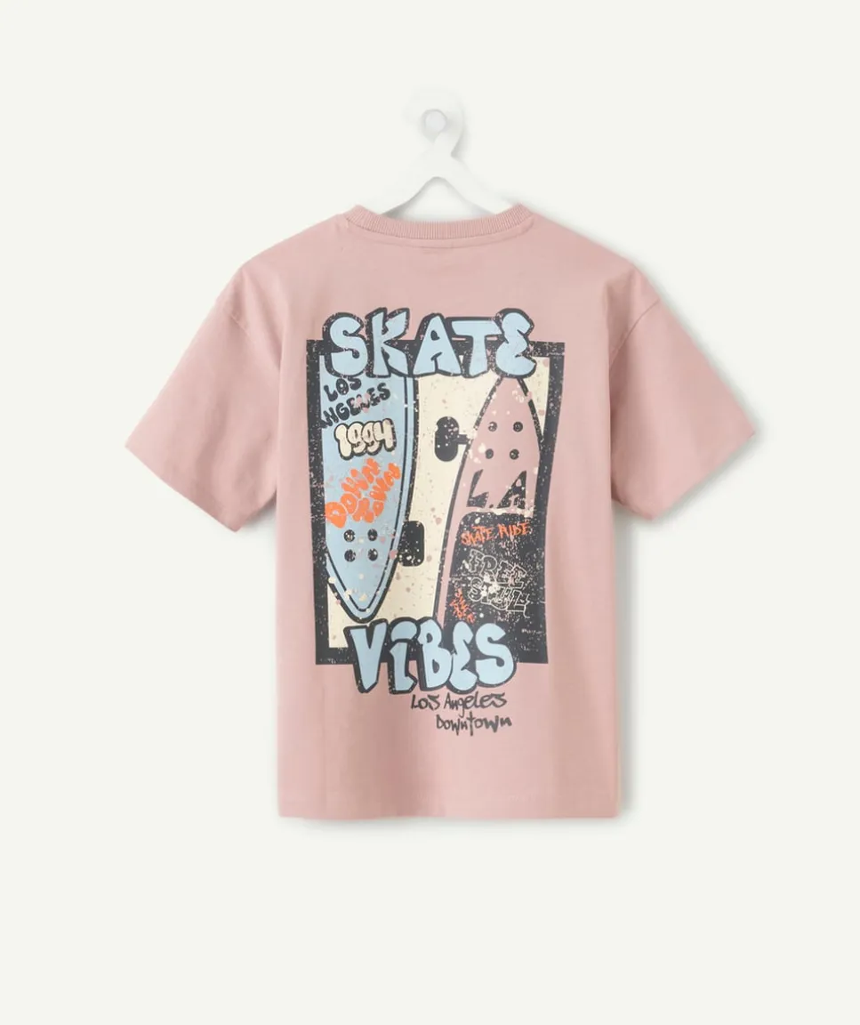 Tee-shirt garçon rose imprimé skate