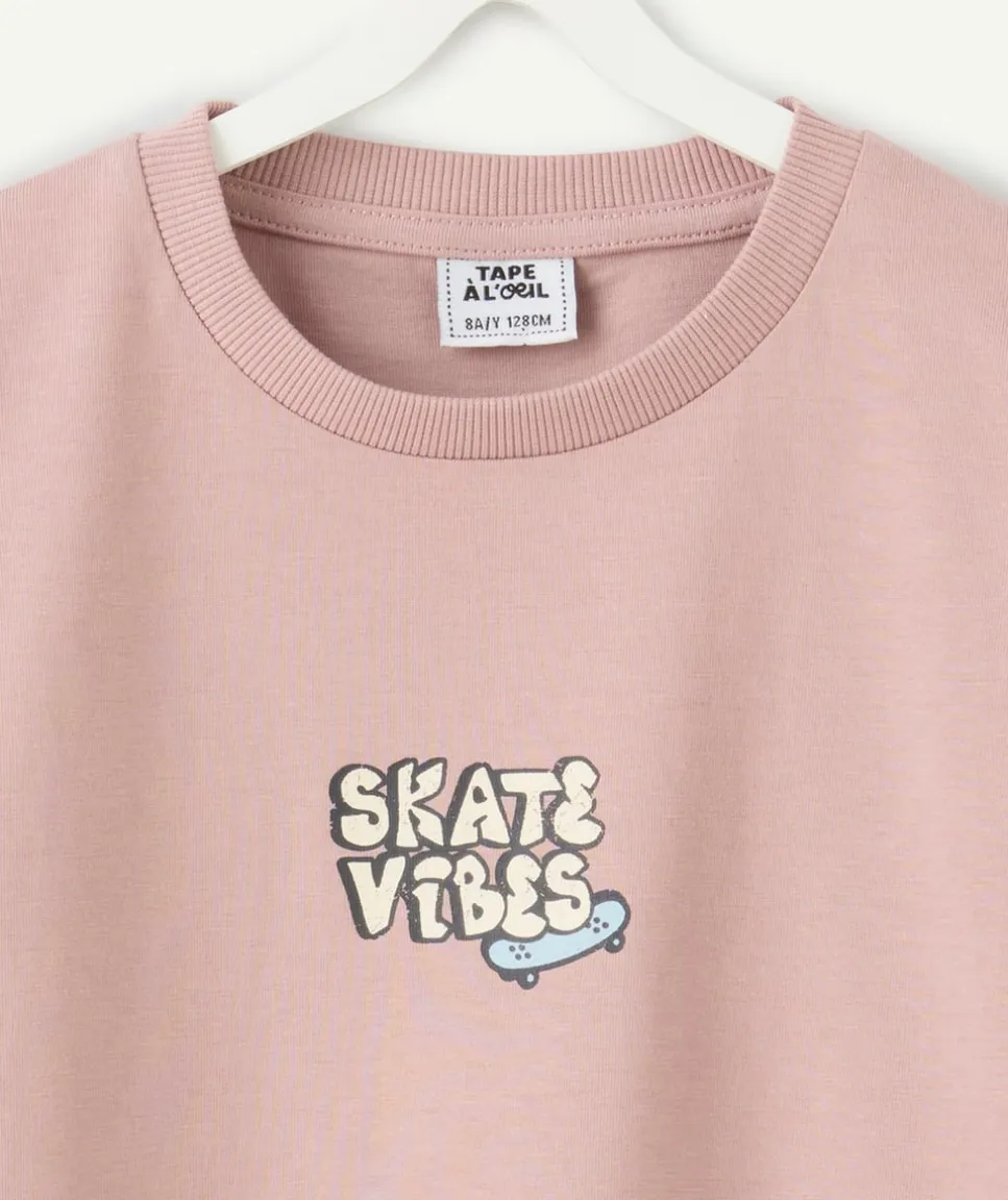 Tee-shirt garçon rose imprimé skate