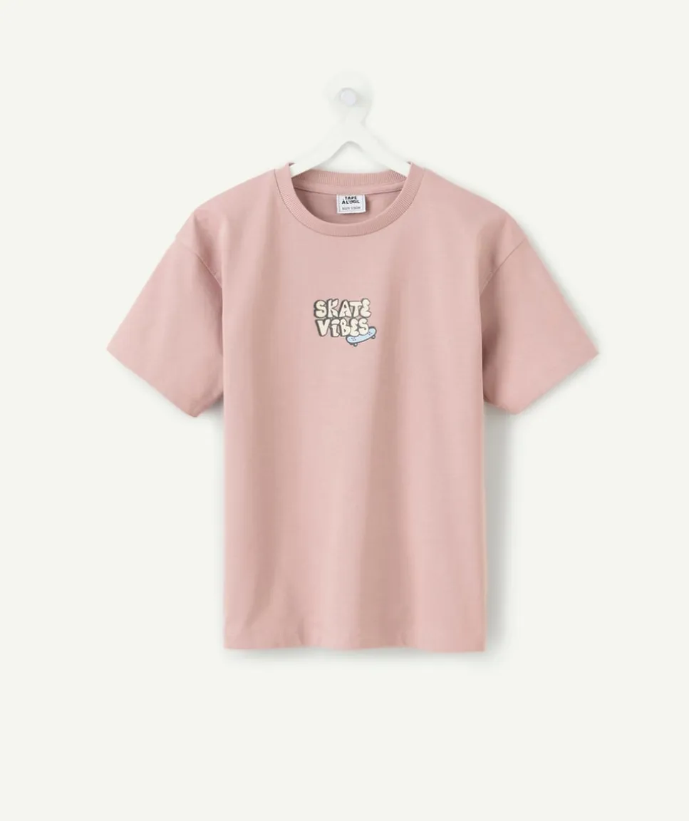 Tee-shirt garçon rose imprimé skate