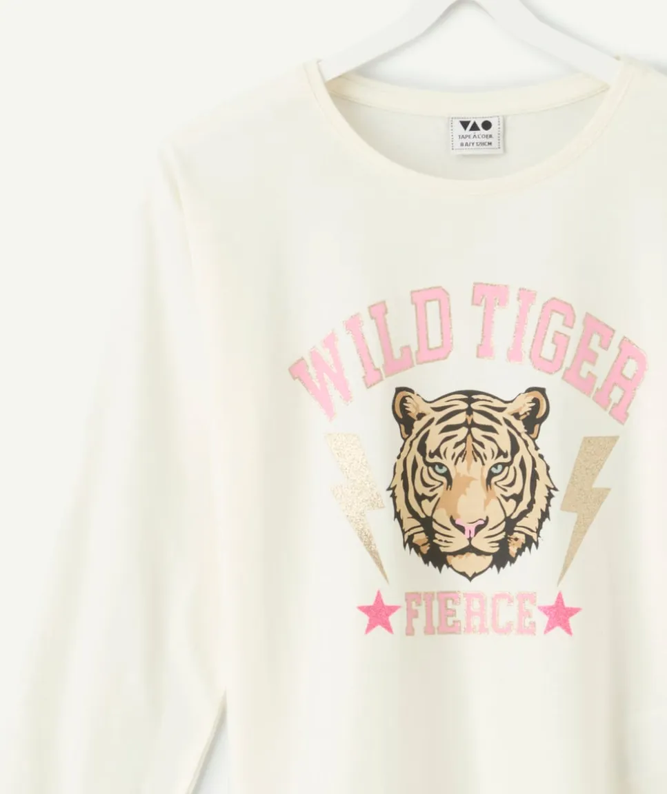 Tee-shirt manches longues fille imprimé tigre