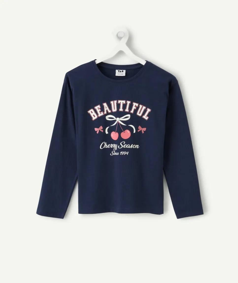 Tee-shirt manches longues fille imprimé cerises
