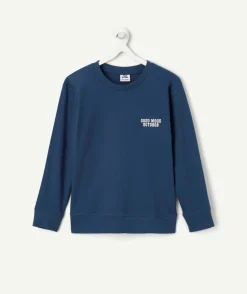 Tee shirt manches longues garçon bleu imprimé