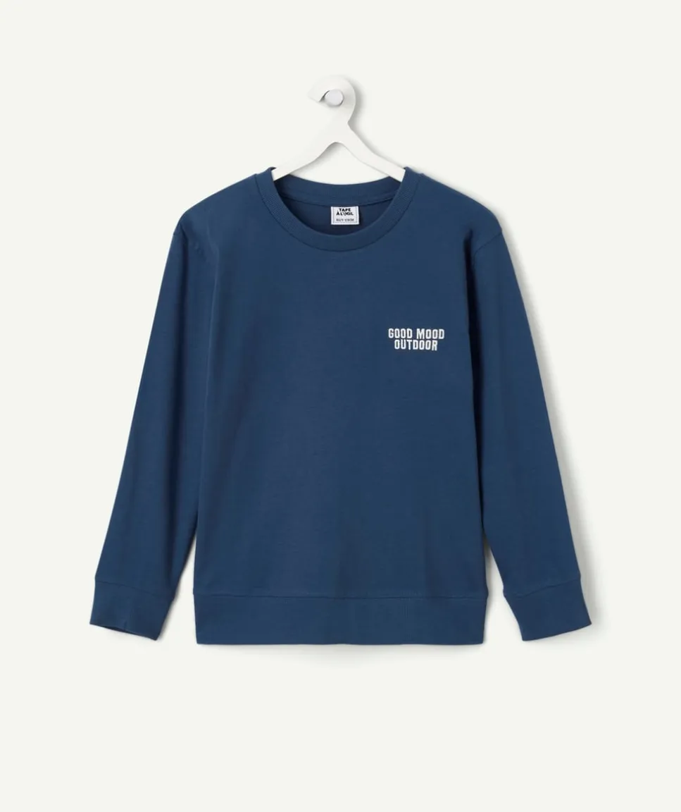 Tee shirt manches longues garçon bleu imprimé