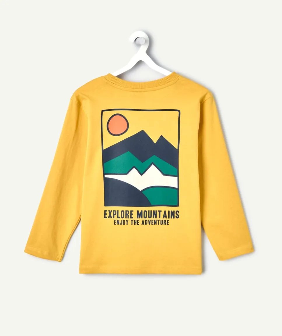 Tee-shirt manches longues garçon jaune imprimé