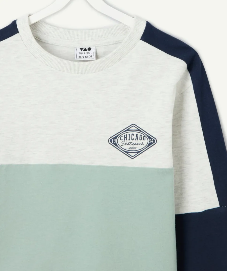 Tee-shirt manches longues garçon colorblock