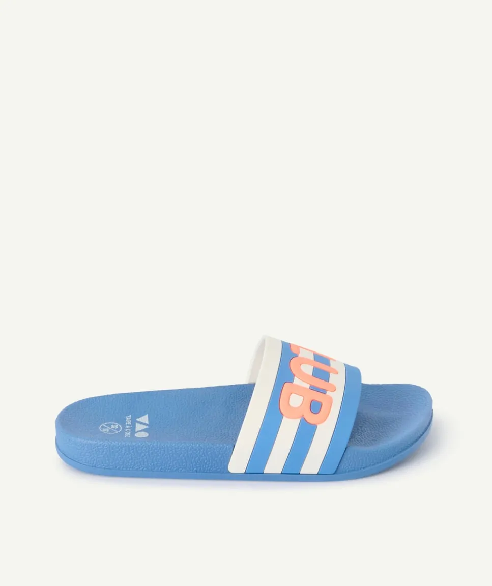 Tongs garçon bleues imprimé message