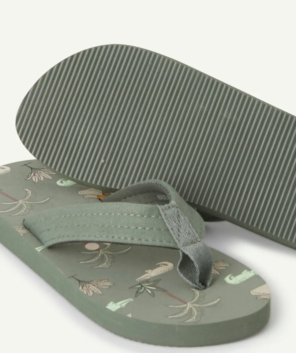 Tongs garçon imprimé palmier vert avec entre-doigts en coton