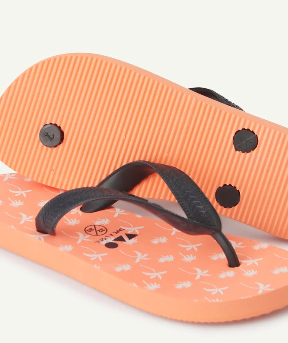 Tongs garçon orange imprimé palmier