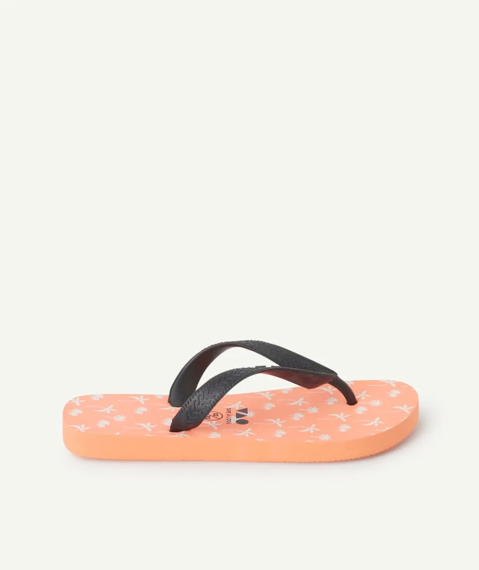 Tongs garçon orange imprimé palmier