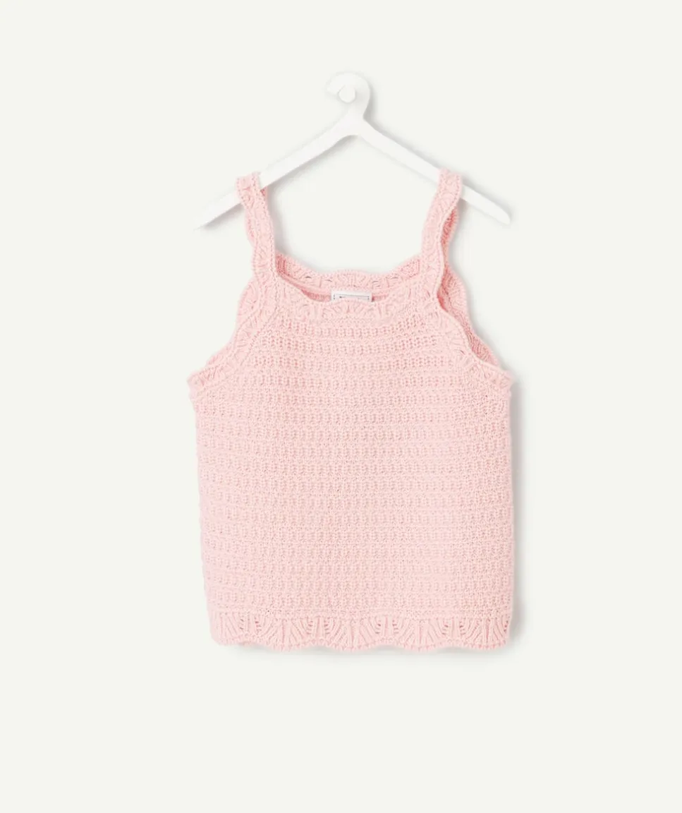 Top en crochet rose bébé fille