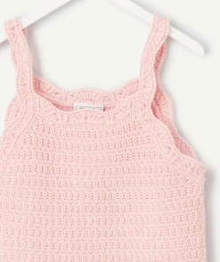 Top en crochet rose bébé fille
