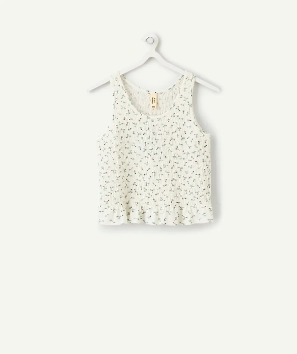 Top fille blanc imprimé floral