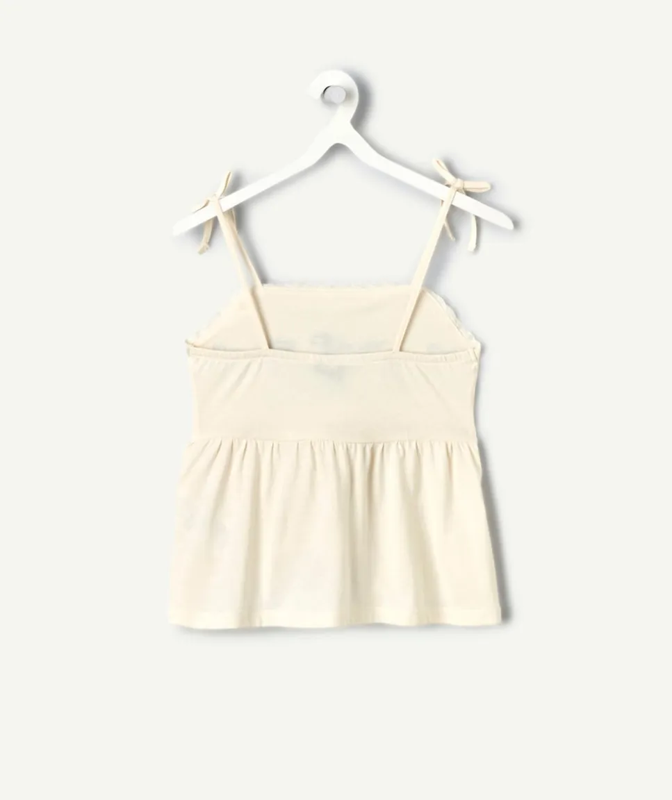 Top fille coton broderie florale