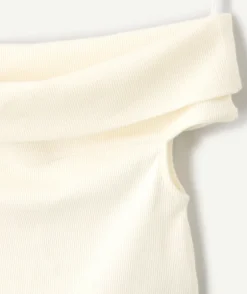 Top fille côtelé écru