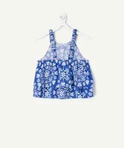 Top fille imprimé bleu sans manches