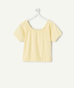 Top fille jaune manches courtes