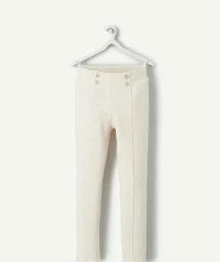 Tregging fille en fibres recyclées et molleton écru