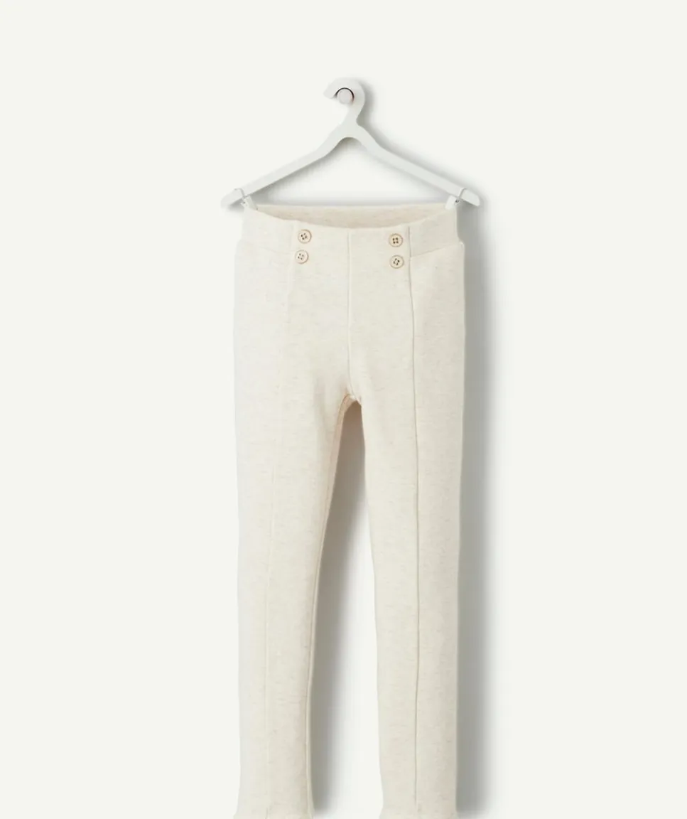 Tregging fille en fibres recyclées et molleton écru