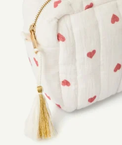 Trousse de rangement bébé fille gaze de coton imprimé coeurs