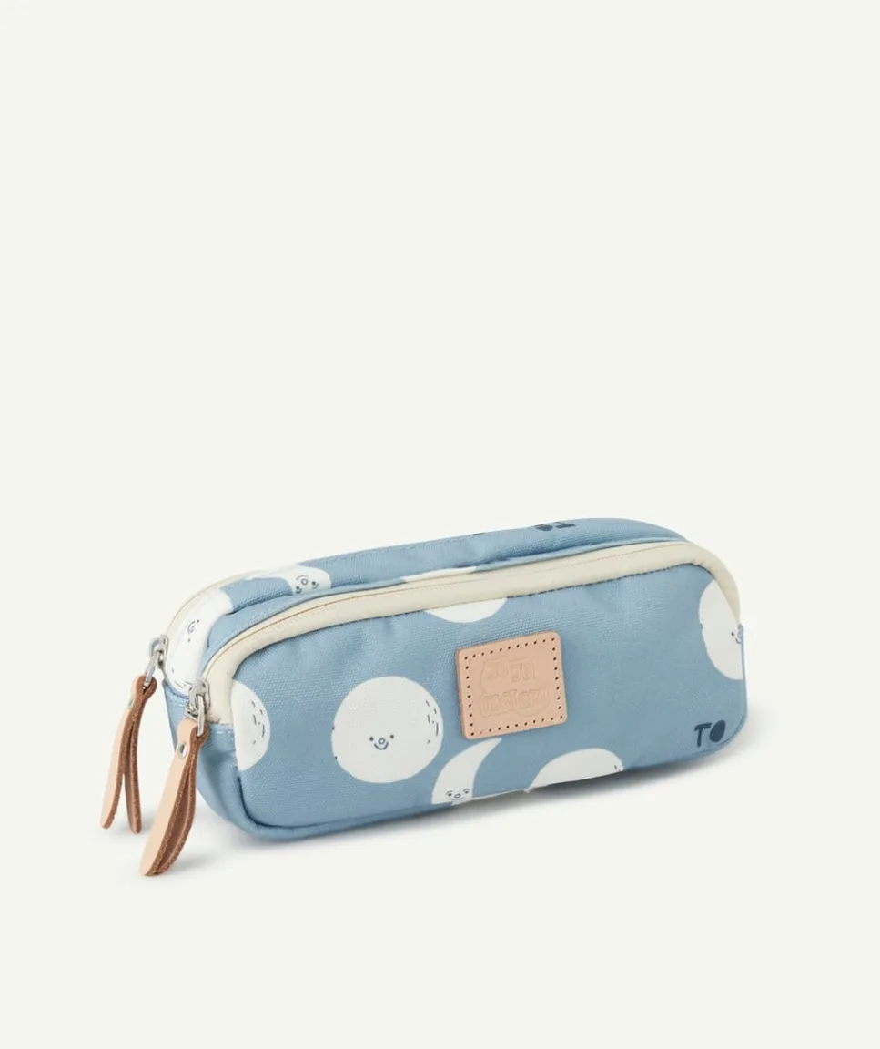 Trousse double compartiment bleue imprimé lune