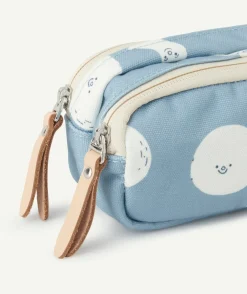 Trousse double compartiment bleue imprimé lune