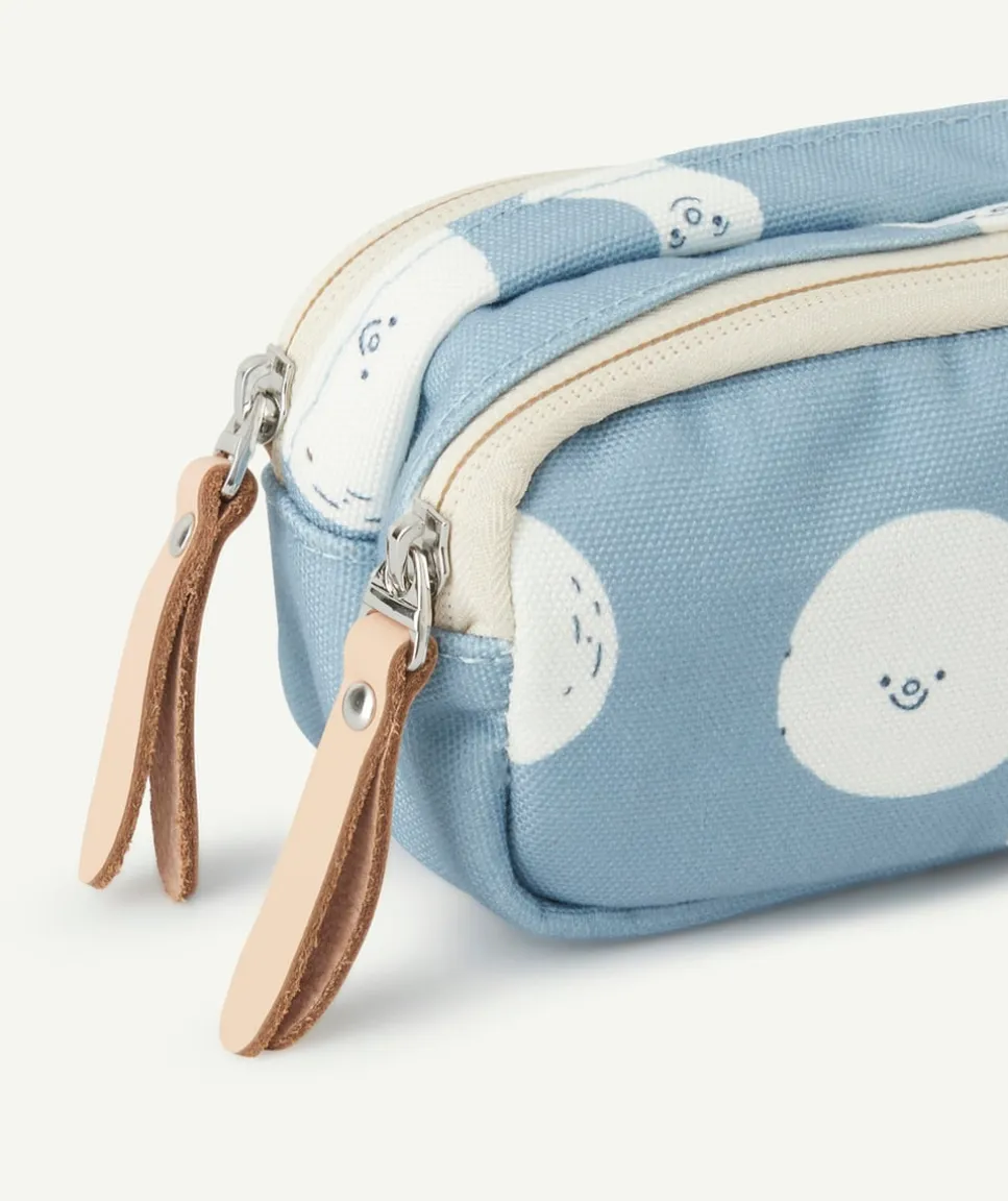 Trousse double compartiment bleue imprimé lune