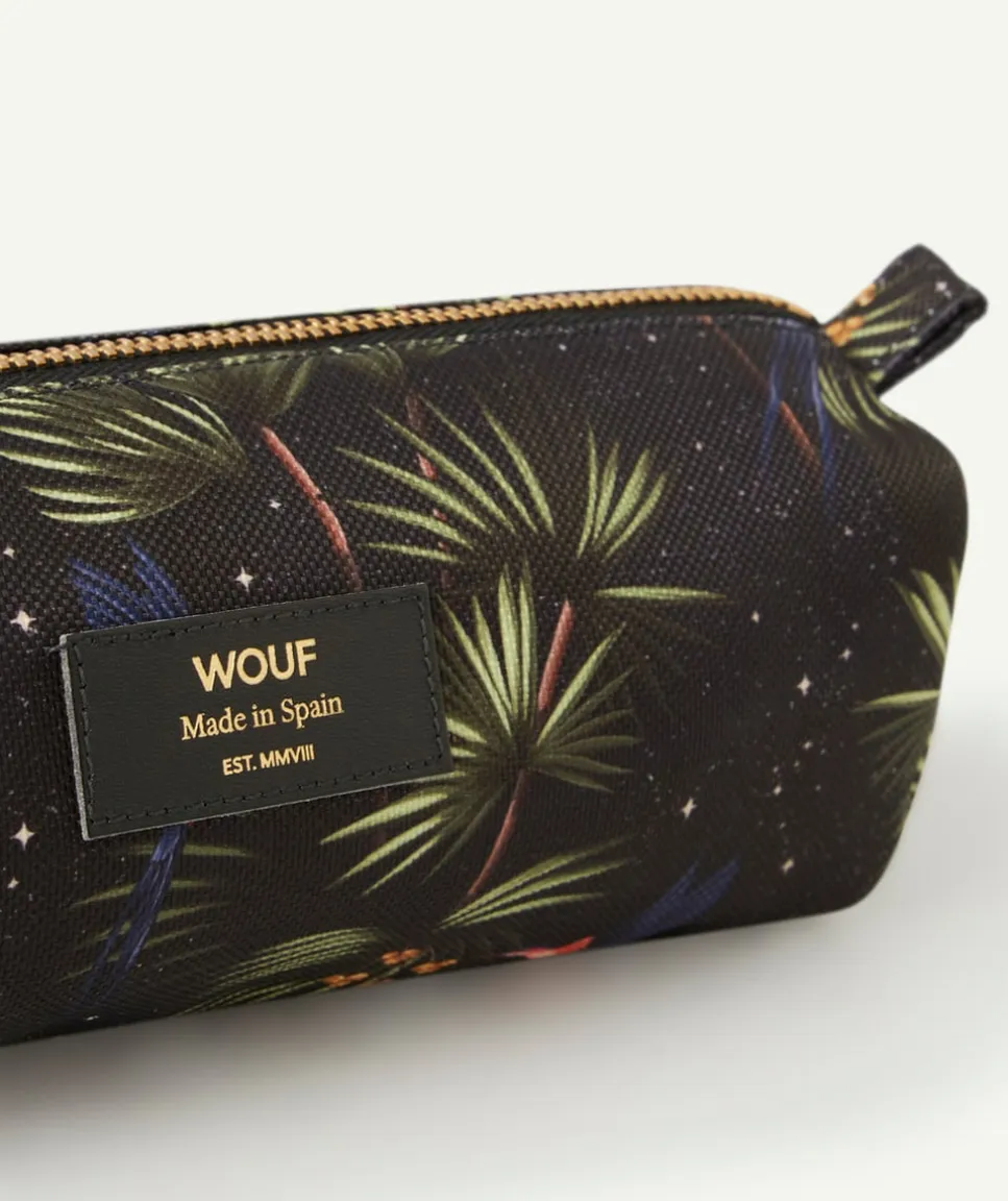 Trousse en fibres recyclées et imprimée tropical 21 x 7 x 7 cm